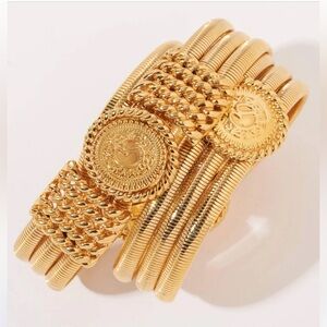 St. John Gold-Tone Statement Medallion Belt